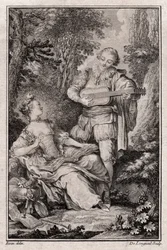 Nimetön genrekohtaus, Pariisi 1766 (kaiverrus)