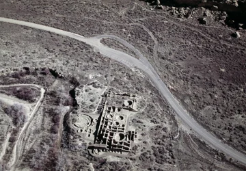 Näkymä muinaisesta Anasazin asutuksesta, Chacon raunioiden kulttuurikansallispuistosta, Chaco Canyonista, New Mexicosta, Amerikan yhdysvalloista, Anasazin sivilisaatiosta
