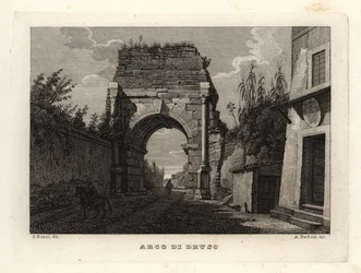 Näkymä Drusuksen kaarelle, Arco di Druso, Rooma