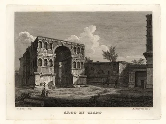 Näkymä Januksen kaaren raunioille, Arco di Giano, Rooma