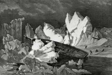 Jään murskaama Hansan hylky, lokakuu 1869, Jäämeri, Saksan toinen pohjoisnaparetkikunta