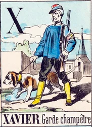 X Xavier Garde Champetre - "Matalon aakkoset" 1800-luvun loppu (kaiverrus)