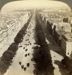 Champs Elysees Riemukaarelta, Pariisi, Ranska, 1800-luku.