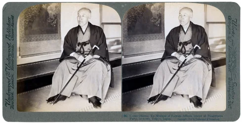 Kreivi Okuma, entinen ulkoministeri, Edistyspuolueen johtaja, Tokio, Japani, 1904.