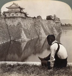 Ylpeiden shogunien feodaalinen linna Osaka, Japani, 1904