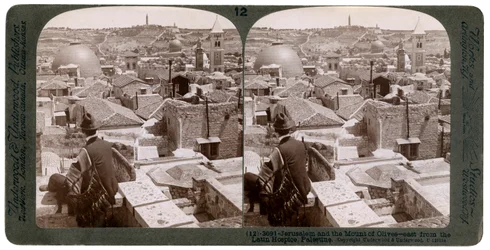 Jerusalem ja Öljymäki, katsot itään Latinalaisesta Hospice-keskuksesta, Palestiina, 1900-luku.