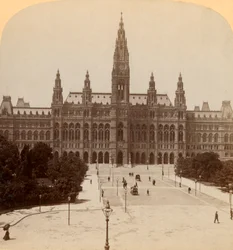 Suuri Rathhaus, Wien, Itävallan torni, 320 jalkaa korkea, 1899.