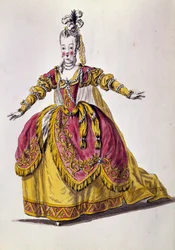 1700-luvun teatteriasu, kaiverrus 1800-luvun Pariisista, B.N.