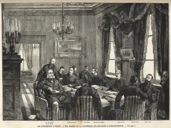 Konstantinopolin eurooppalaisen konferenssin kokous Serbia-Bulgaria sota, Turkki - Serbo-Bulgaria sota - Diplomaattikonferenssin kokous Konstantinopolissa - 1885 - vuoden 1886 maineikkaassa universumissa (Aleksanteri Nalidov (Nelidoff) (1835-1910) -