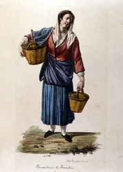 Talonpoika Scordian kaupungista Sisiliassa Kaiverrus 1800-luvulta