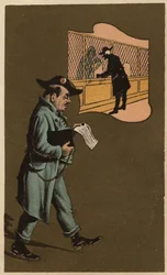 Verotarkastaja, anonyymi kromolitografia, 1800-luvun loppu.