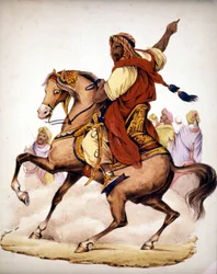 Abd El Kader (Abd El-Kader) (1807 - 1883), Algerian arabiemiiri. 1800-luvun litografia.