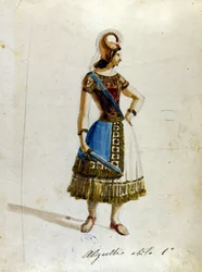 Abigaille-asu Giuseppe Verdin (1813 - 1901) oopperassa, "" Nabucco""" aluksi nimeltään "" Nabucodonosor"" Scala-museo