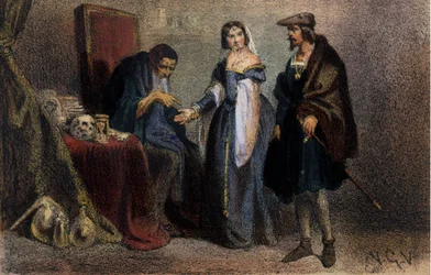 Agnes Sorel (1422-1450) (Beaute sur Marnen rouva) (Beaute-sur-Marne), joka tunnetaan nimellä "La Belle Agnes", Charles VII:n suosikki, joka konsultoi astrologia. Kaiverrus 1800-luvulta. Breran kirjasto. Milano.