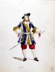 Alfredon puku Giuseppe Verdin oopperaan "La Traviata" La Scalaan vuodelta 1855.