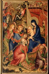 Altarolo del Bargello (Bargellon alttaritaulu): ”Tietäjien kumarrus”. Tuntemattoman tekijän maalaus 1300-luvulta. Firenze, Museo Nazionale del Bargello