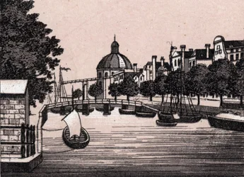Amsterdam, Hollanti: näkymä Singelin kanavalle. kirjassa "" Maailma havainnollistaa 168 näkymää"" Päiväämätön (1800-luvun loppu)