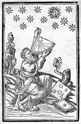 Astrologi mittaa korkeutta kuunpimennyksen aikana.
