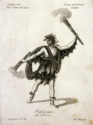 Andrea Nozzari (1775-1832) Polifegonten roolissa Giovanni Simone Mayrin (Johann Simon Mayr) (1763-1845) "" Partenopen unelma " -elokuvassa - Napoli, Teatro San Carlo