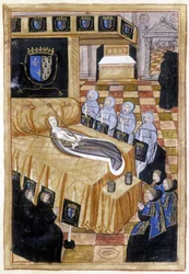 Anna Bretagnen kuolinvuoteellaan (1514).