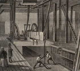 Atelier de drilling du well artesian de Passy. Kaiverrus vuodelta 1856 "Le Musee Des Sciences"