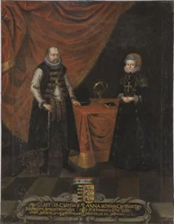 Auguste I, electeur de Saxe et Princesse Anne du Danemark - Augustuksen (1526-1586), Saksin ruhtinaskunnan ja Tanskan Annen (1532-1585), Saksin ruhtinastar, Anonyymi muotokuva. Öljy kankaalle. Mitat: 103x79,5 cm. Tukholman kansallismuseo