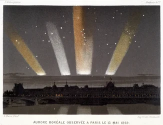 Aurora Borealis havaittiin Pariisissa 13.5.1869 - Amédée Guilleminin teoksessa "" Magnetism and Electricity"