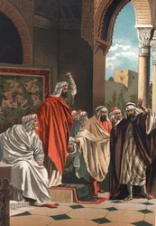 Averroes arabialainen filosofi ja lääkäri (1126-1198). Louis Figuierin "Science and its Men" -kappaleesta. Barcelona 1881