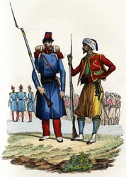 Muukalaislegioonan pataljoona muodostettiin ja lähetettiin Algeriaan vuonna 1831; alkuperäiskansojen ratsastajien pataljoona, muodostettu ja lähetetty Algeriaan vuonna 1841. Teoksessa ”” Storia d