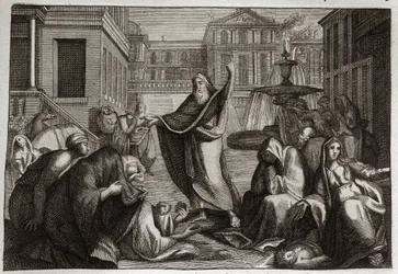 Royaumontin raamattu, Vanha testamentti: Niniviittien katumus. Niniven asukkaat kaikki katuvat pyhän profeetta Joonan ennustuksen mukaan. Kuvitus vuodelta 1811.