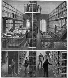 Bibliothèque Nationale Pariisissa: aikakauslehtien käsittely- ja arkistointihuone Bureau des Entrées