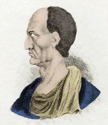 Caius Marius kutsui viisasta miestä (157-86 eKr.) kenraaliksi ja roomalaiseksi valtiomieheksi. Kaiverrus 1800-luvulta.