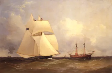 Cambria ohitti Sandy Hookin transatlanttisen kilpailun jälkeen, 1870