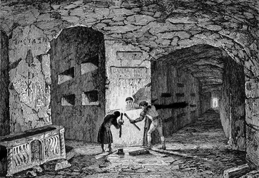 Rooman katakombit. Kaiverrus 1800-luku.