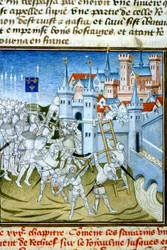 Charles Martel Poitiersissa, 732 - 1300-luvun miniatyyri (viite 512, 074r) Lupapyyntö Toulousen kaupunginkirjastolle (puh: 05 62 27 66 66)