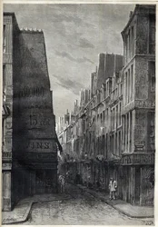 Koleraepidemia Pariisissa - Epidemia de Cholera Pariisissa - rue sainte Marguerite - kaiverrus "Le journal illustrious" -julkaisussa 1884