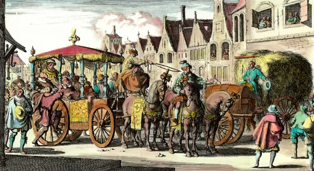Henrik IV:n kuolema: François Ravaillacin (1578-1610) suorittama Henrik IV:n (1553-1610) murha 14. toukokuuta 1610. Kaiverrus 17. vuosisadalta. Yksityiskokoelma.