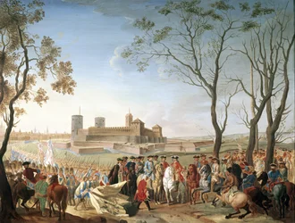 Joulukuu 1733, Milanon antautuminen Kaarle Emmanuel III:lle Savoijin kuninkaalle (maalaus).