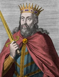 Denis Portugalilainen (viljelijäkuningas) - Portugalin Denis I (1261-1325) (viljelijä - kuningas trubaduuri - isänmaan isä - liberaali) Kaiverrus