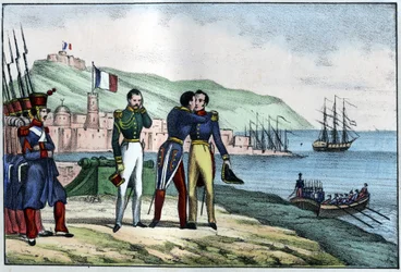 Louis Augusten, Bourmontin kreivin (Maréchal de Bourmont) (1773-1846) lähtö Algeriasta vuonna 1830. Léon Galibertin ""L