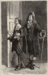 Diafoirus pere et fils – Jean Baptiste Poquelin dit Molieren (1622-1673) kaiverrus "Imaginary Maladiin" (Kuvitteellinen invalidi)