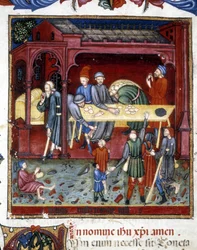 Leivän ja kenkien jakelu vanhoille ja köyhille. 1422.