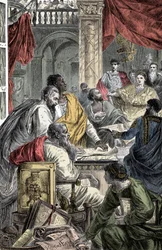 Nizzan ekumeeninen kirkolliskokous - Nizzan ensimmäisen kirkolliskokouksen, ensimmäisen ekumeenisen kirkolliskokouksen, edustus vuonna 325 jKr. Keisari Konstantinus I kutsui JC:n.