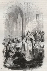 Ermesinde, Luxemburgin kreivitär - Luxemburgilaisen Ermesinde Ieren Luxemburgin asukkaille myöntämä postimaksu vuonna 1243 - Kaiverrus vuodelta 1868 Theodore Justen (1818-18) teoksen "Belgian historiasta primitiivistä Leopold I:n loppuun"