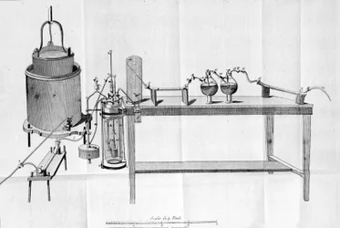 Kokemus Lavoisierista. Kaiverrus 1800-luvun alusta.