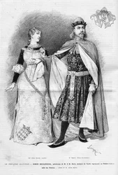 Fides Devries Amelian roolissa ja Victor Maurel (1848-1923) Simon Boccanegran roolissa Giuseppe Verdin samannimisessä kolminäytöksisessä oopperassa, jonka libreton Francesco Maria Piave laati Antonio García Gutiérrezin näytelmän pohjalta, esityksessä