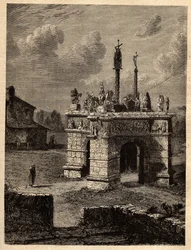 Finistere - Bretagne - Le calvaire de pleyben - Enclos paroissial de Pleyben - Pleybenin seurakunta sulje - kaiverrus "" PATRIE" - PECTUREQUIRESSE RANSKAN KUVAUS 6 OSEESTA LUCIEN HUARD - 1800-luvun loppu