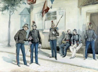 Palomiehet kasarminsa edessä vuonna 1870