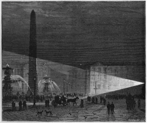Ensimmäinen julkinen sähkövalaistuksen esittely Pariisissa Place de la Concordella, toteuttajina Deleuil ja Léon Foucault joulukuussa 1844. Teoksessa "La Nature. Katsaus tieteisiin ja niiden sovelluksiin taiteessa ja teollisuudessa".