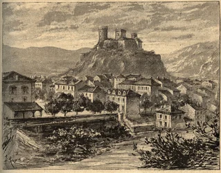 Foix - Ariege - Occitanie - kaiverrus kirjaimella "" PATRIE" - PECTUREQUIREQUE RANSKAN KUVAUS 6 NITEESSÄ LUCIEN HUARD - 1800-luvun loppu